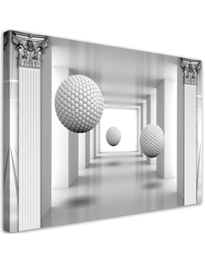 Obraz na płótnie trójwymiarowy - Kule w tunelu geometria 3D
