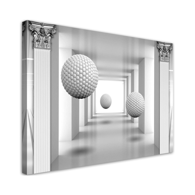 Obraz na płótnie trójwymiarowy - Kule w tunelu geometria 3D