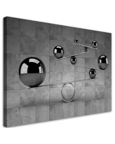 Modern Canvas painting for room - Silver 3D spheres on concrete background | FEEBY