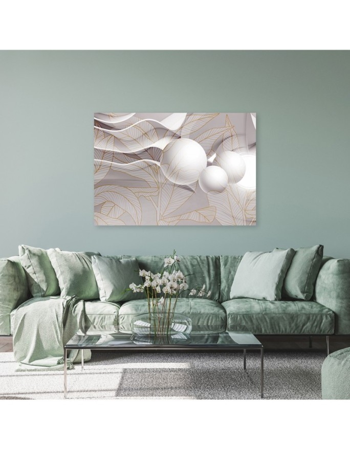 Wydruk na płótnie canvas Złote liście i kule 3D