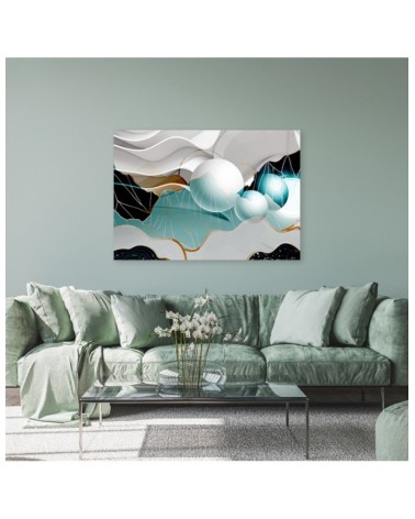 Modernes Wandbild - Türkis abstrakti mit 3D Kugel | Feeby