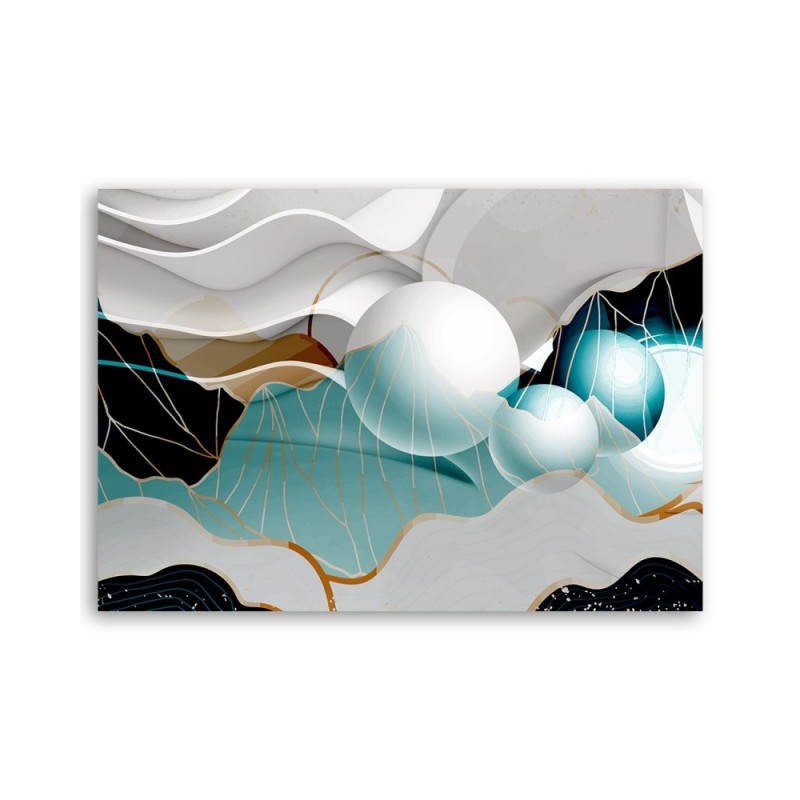 Modernes Wandbild - Türkis abstrakti mit 3D Kugel | Feeby