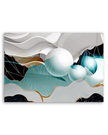 Modernes Wandbild - Türkis abstrakti mit 3D Kugel | Feeby
