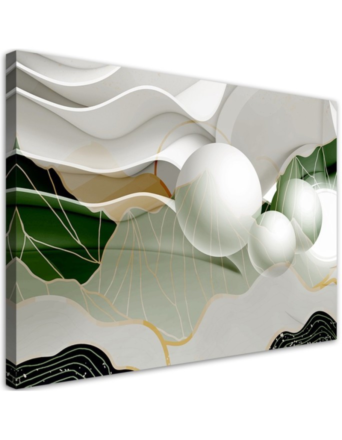 Bild auf Leinwand - Grüne Abstraktion mit 3D Kugeln | Feeby