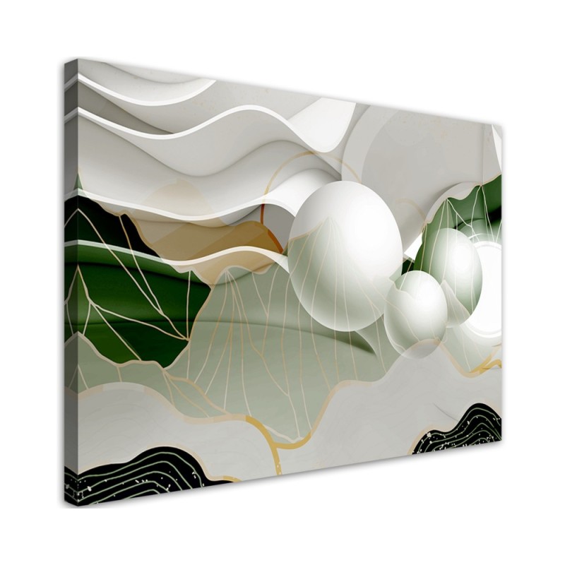 Bild auf Leinwand - Grüne Abstraktion mit 3D Kugeln | Feeby