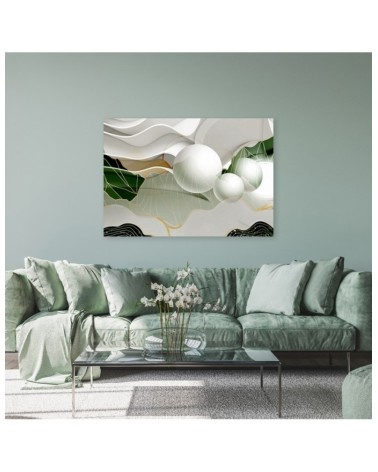 Bild auf Leinwand - Grüne Abstraktion mit 3D Kugeln | Feeby