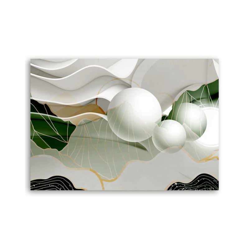 Bild auf Leinwand - Grüne Abstraktion mit 3D Kugeln | Feeby