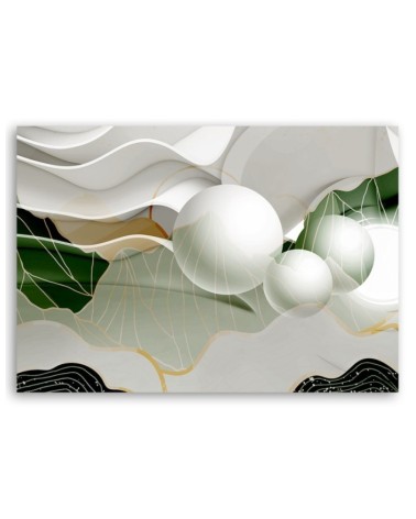 Bild auf Leinwand - Grüne Abstraktion mit 3D Kugeln | Feeby
