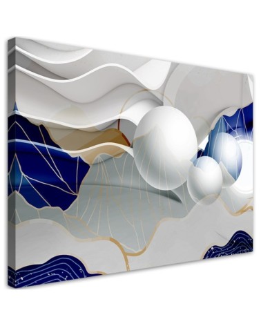 Paintings on Canvas for youth room - Blue abstraction with 3D spheres | FEEBY