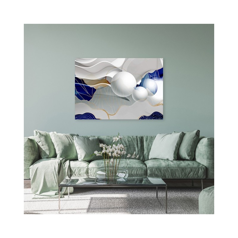 Leinwanddruck - Blaue Kugeln 3D Abstrakt | Feeby