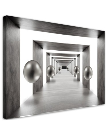 Leinwandbild - Tunnel Silber 3D Kugeln | Feeby