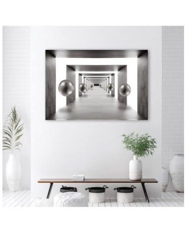 Leinwandbild - Tunnel Silber 3D Kugeln | Feeby