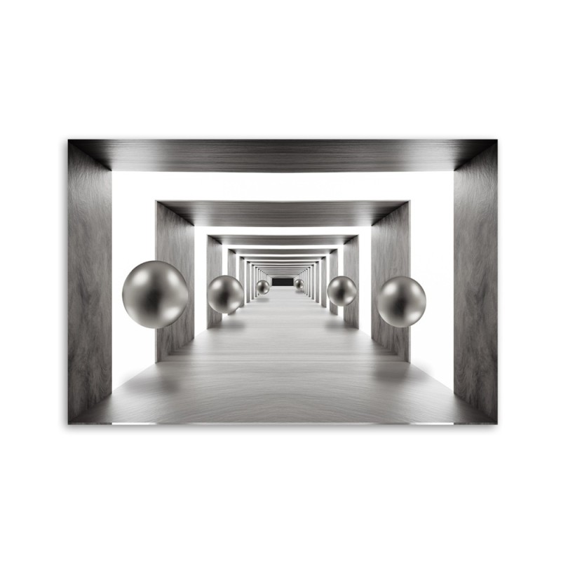 Leinwandbild - Tunnel Silber 3D Kugeln | Feeby