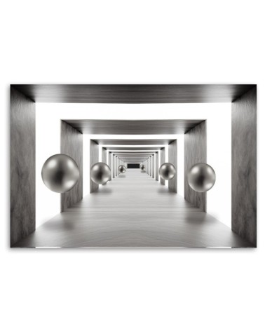 Leinwandbild - Tunnel Silber 3D Kugeln | Feeby