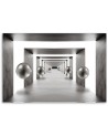 Nowoczesny obraz loftowy - Tunel srebrne kule 3D