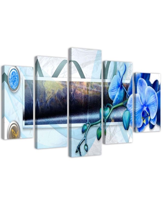Wall art painting for room 5 Piece  - Composition with orchid | FEEBY