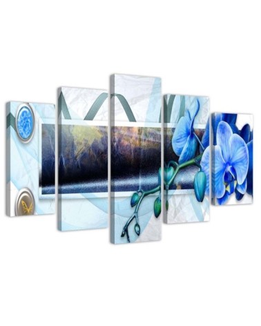 Wall art painting for room 5 Piece  - Composition with orchid | FEEBY