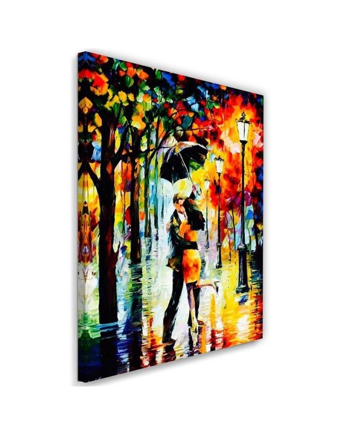 Leinwandbild - Paar unter einem Regenschirm | Feeby