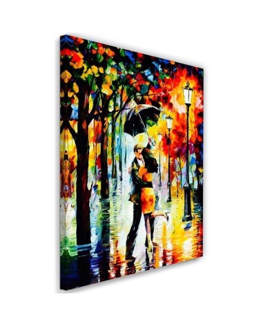 Leinwandbild - Paar unter einem Regenschirm | Feeby