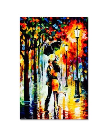 Leinwandbild - Paar unter einem Regenschirm | Feeby