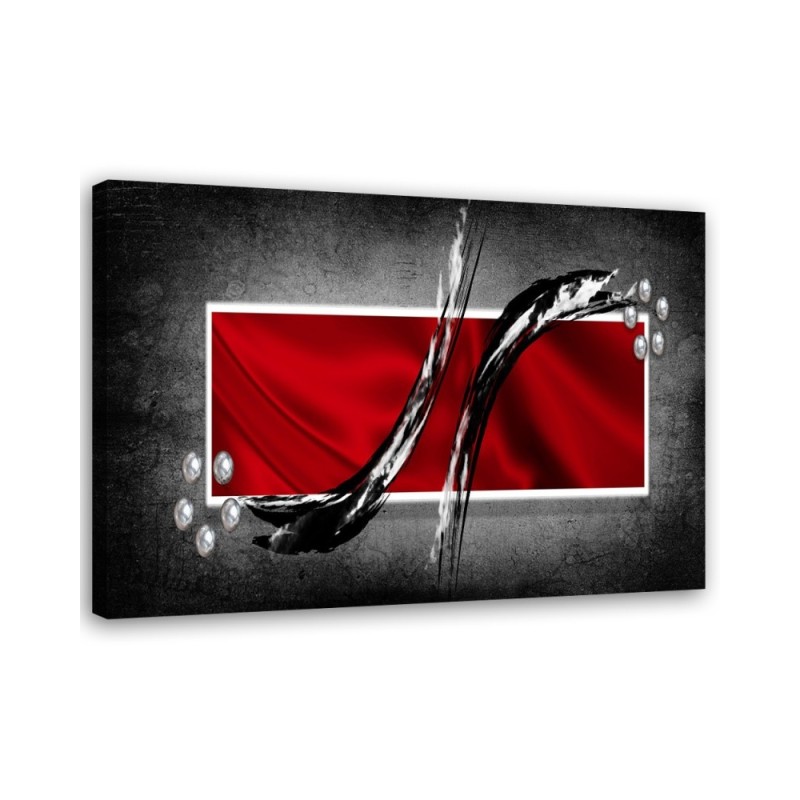 Wandbild für Wohnzimmer - Abstrakt rot grau | Feeby