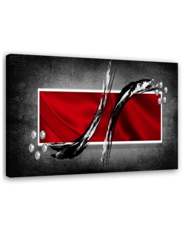 Wandbild für Wohnzimmer - Abstrakt rot grau | Feeby