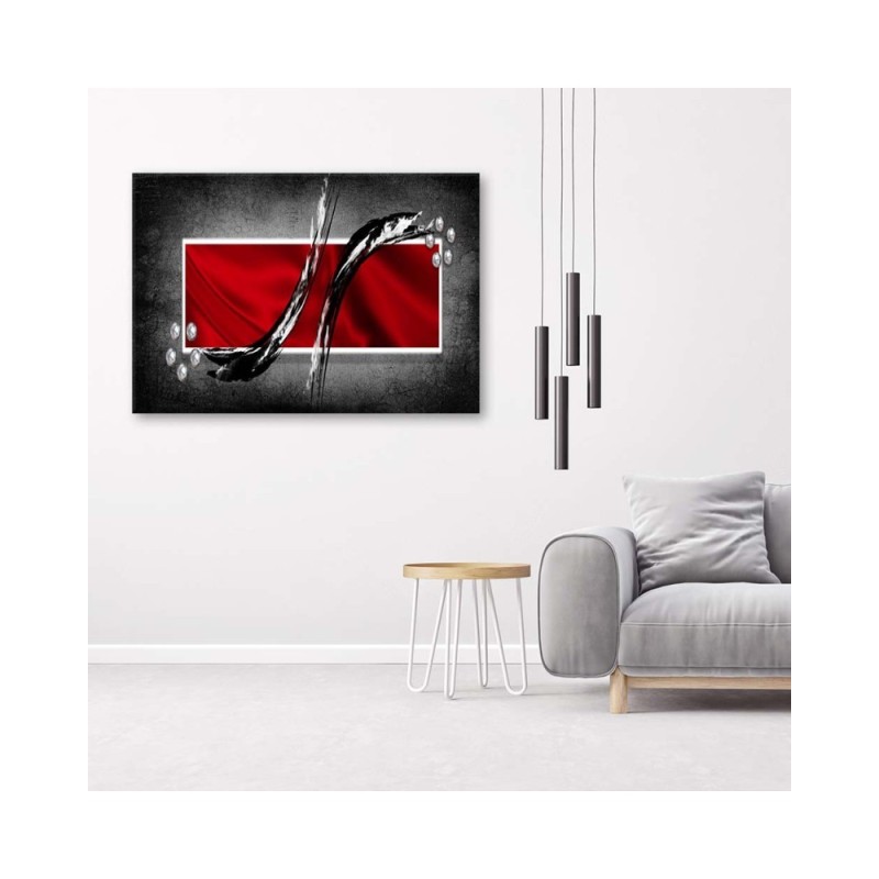 Wandbild für Wohnzimmer - Abstrakt rot grau | Feeby