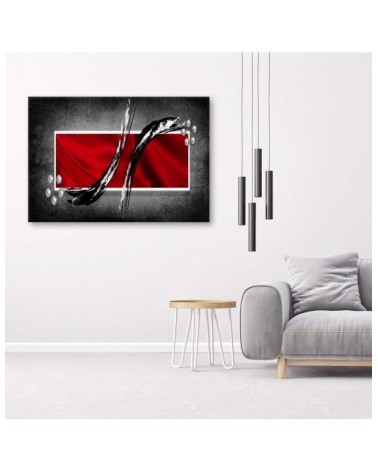 Wandbild für Wohnzimmer - Abstrakt rot grau | Feeby