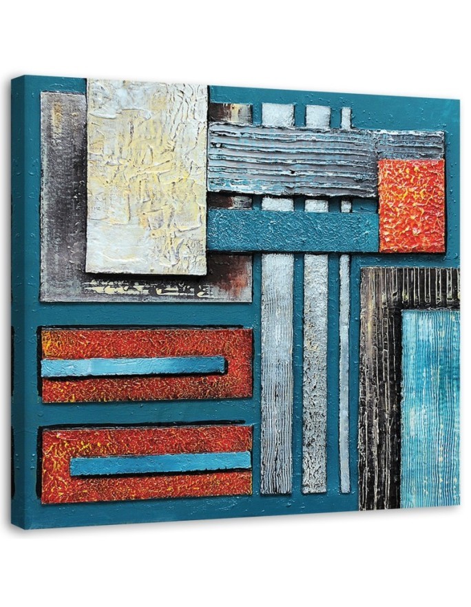 Modernes Wandbild - Abstrakt mit Blau wie gemalt | Feeby