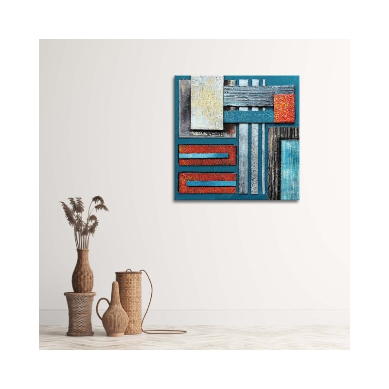 Modernes Wandbild - Abstrakt mit Blau wie gemalt | Feeby