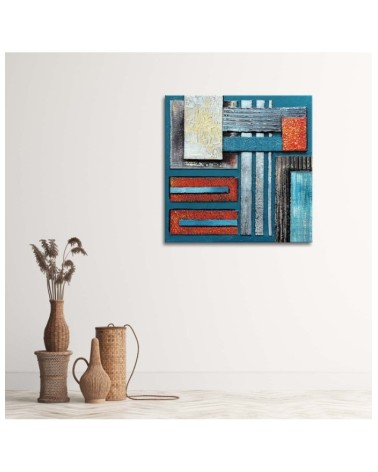 Modernes Wandbild - Abstrakt mit Blau wie gemalt | Feeby