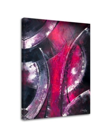 Canvas painting for bedroom - Abstract silver circles | FEEBY