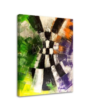 Canvas painting for wall - Colourful abstract chessboard | FEEBY