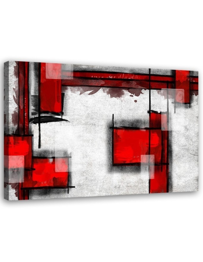 Wandbild für Wohnzimmer - Geometrische Abstraktion in Rot | Feeby