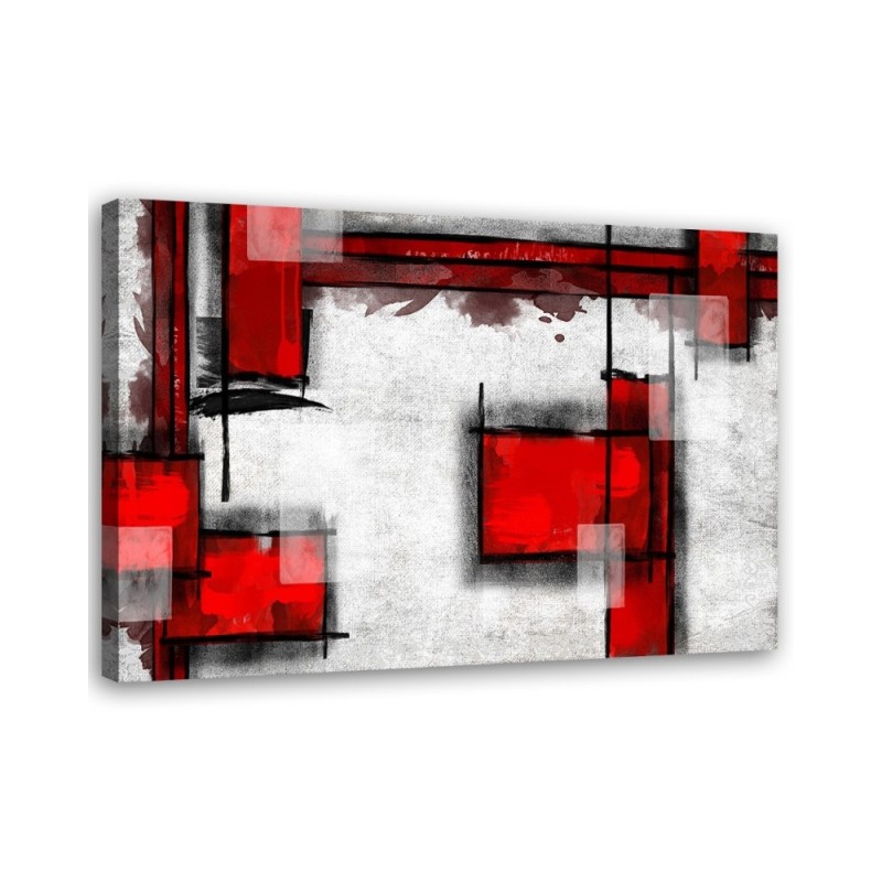 Wandbild für Wohnzimmer - Geometrische Abstraktion in Rot | Feeby