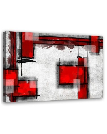 Wandbild für Wohnzimmer - Geometrische Abstraktion in Rot | Feeby