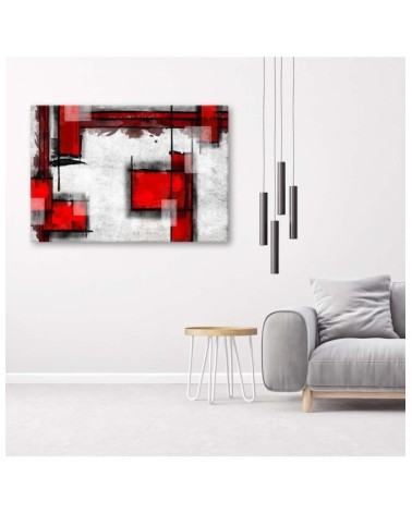 Wandbild für Wohnzimmer - Geometrische Abstraktion in Rot | Feeby