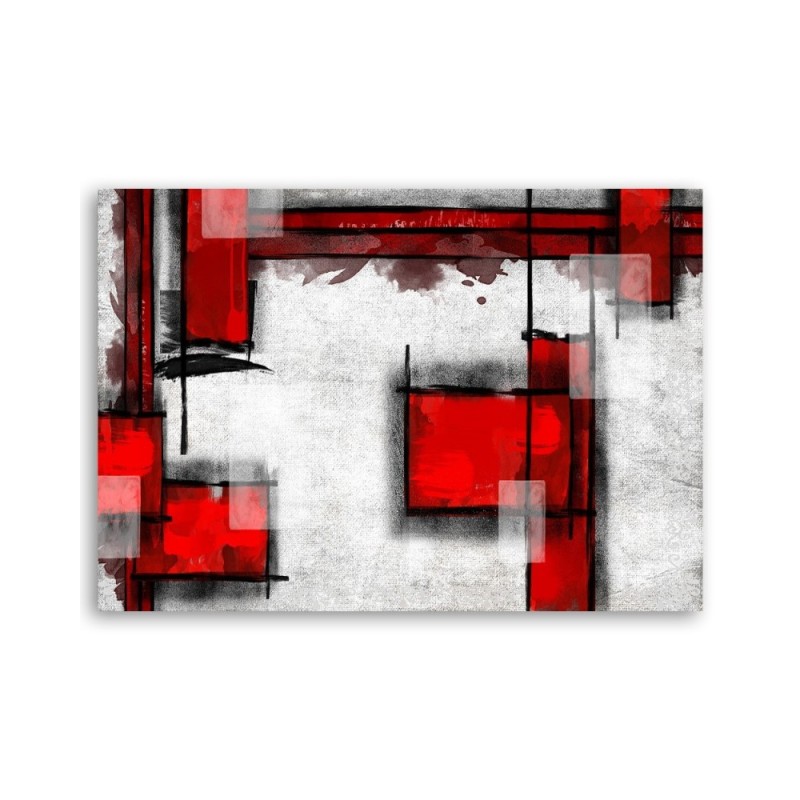 Wandbild für Wohnzimmer - Geometrische Abstraktion in Rot | Feeby