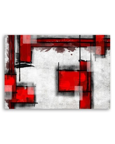 Wandbild für Wohnzimmer - Geometrische Abstraktion in Rot | Feeby