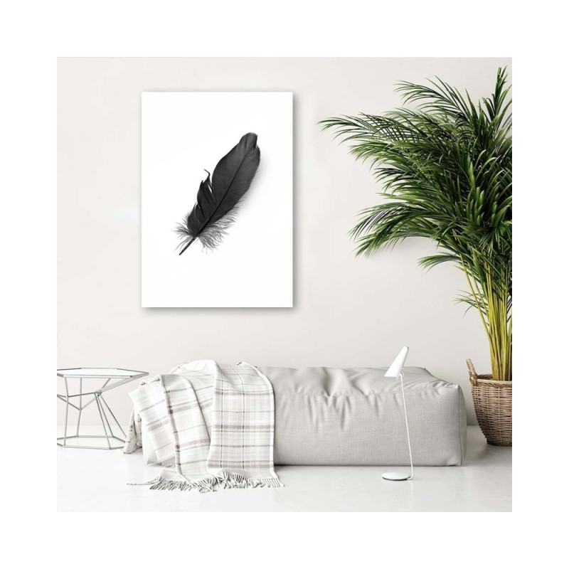 Leinwandbild - Schwarze Feder | Feeby