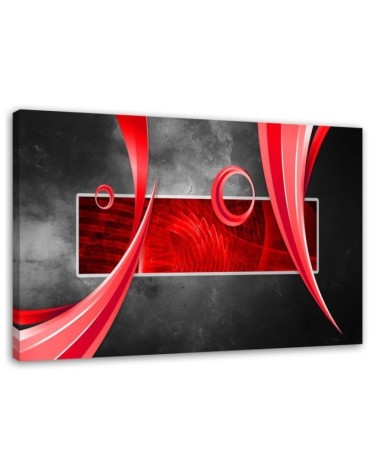 Wall art painting wide - Red 3D abstraction | FEEBY