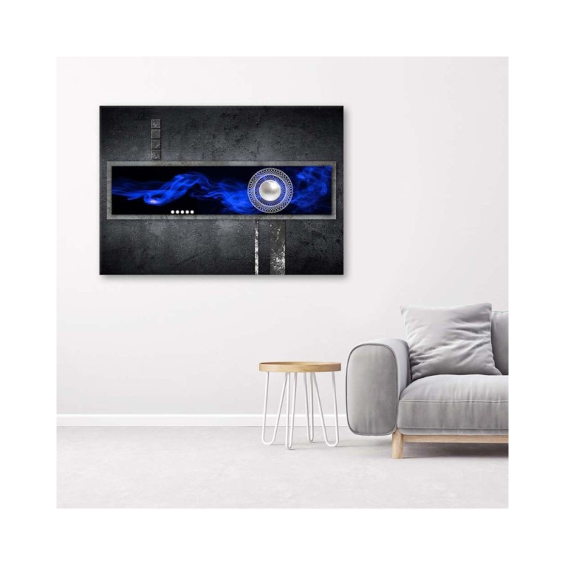 Leinwandbild - Kobaltfarbene Abstraktion mit Perle | Feeby