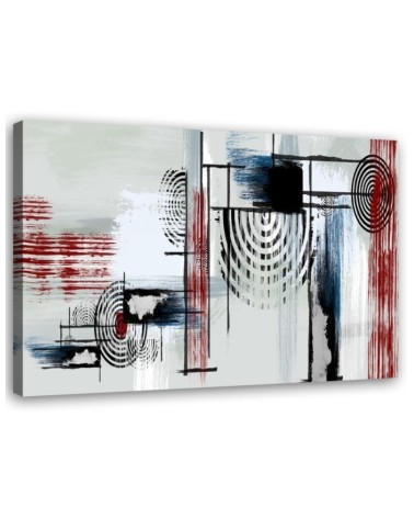 Wall art painting for living room - Abstract in gray and red | FEEBY