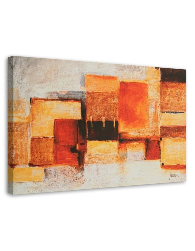 Leinwandbild - Geometrische Abstraktion in warmen Farben | Feeby