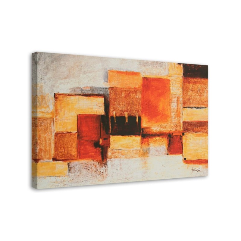 Leinwandbild - Geometrische Abstraktion in warmen Farben | Feeby