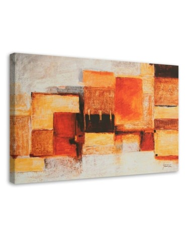 Leinwandbild - Geometrische Abstraktion in warmen Farben | Feeby