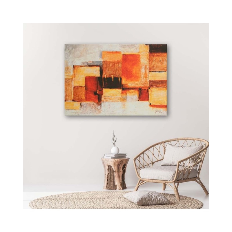Leinwandbild - Geometrische Abstraktion in warmen Farben | Feeby