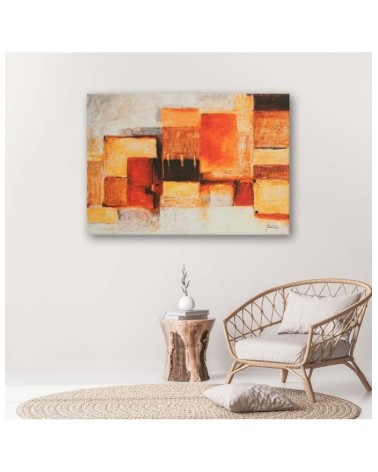 Leinwandbild - Geometrische Abstraktion in warmen Farben | Feeby
