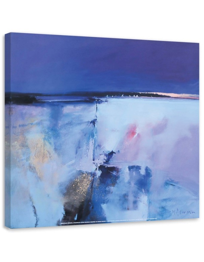 Leinwandbild - Aquarell blaue Landschaft | Feeby