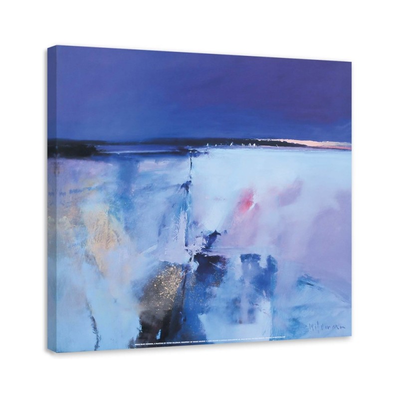 Leinwandbild - Aquarell blaue Landschaft | Feeby